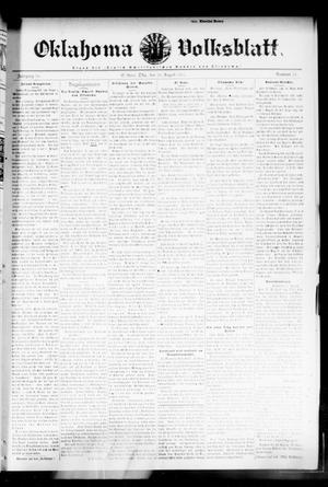 Oklahoma Volksblatt. (El Reno, Okla.), Vol. 18, No. 21, Ed. 1 Thursday, August 10, 1911