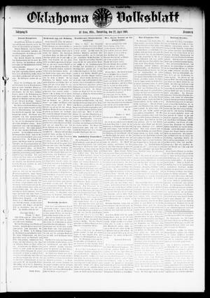 Oklahoma Volksblatt. (El Reno, Okla.), Vol. 16, No. 6, Ed. 1 Thursday, April 22, 1909
