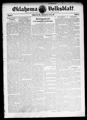 Primary view of object titled 'Oklahoma Volksblatt. (Oklahoma City, Okla.), Vol. 14, No. 47, Ed. 1 Thursday, February 6, 1908'.