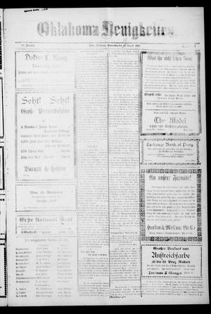 Oklahoma Neuigkeiten. (Perry, Okla.), Vol. 22, No. 16, Ed. 1 Thursday, August 10, 1922