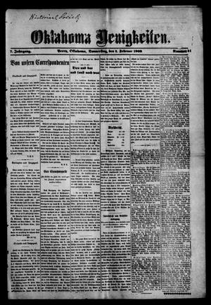 Oklahoma Neuigkeiten. (Perry, Okla.), Vol. 7, No. 11, Ed. 1 Thursday, February 4, 1909