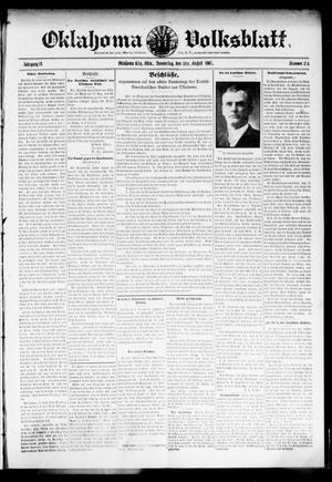 Oklahoma Volksblatt. (Oklahoma City, Okla.), Vol. 14, No. 24, Ed. 1 Thursday, August 29, 1907
