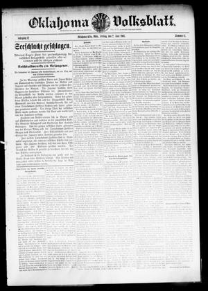 Primary view of object titled 'Oklahoma Volksblatt. (Oklahoma City, Okla.), Vol. 12, No. 11, Ed. 1 Friday, June 2, 1905'.