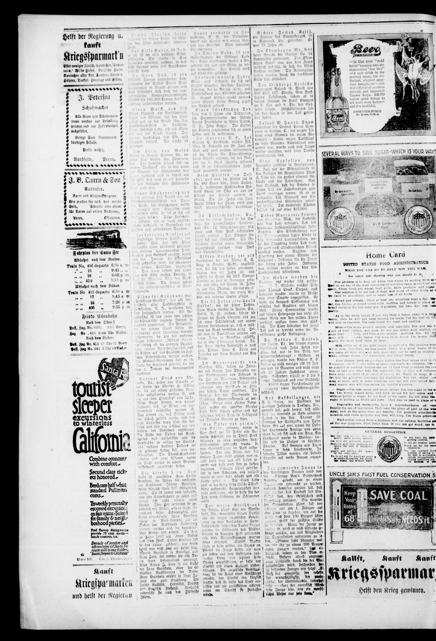 Oklahoma Neuigkeiten. (Perry, Okla.), Vol. 16, No. 45, Ed. 1 Thursday, February 28, 1918
                                                
                                                    [Sequence #]: 4 of 4
                                                