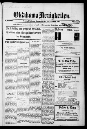 Oklahoma Neuigkeiten. (Perry, Okla.), Vol. 6, No. 37, Ed. 1 Thursday, December 26, 1907