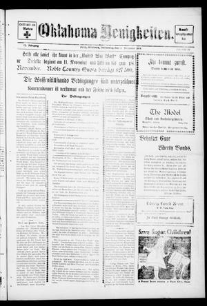 Oklahoma Neuigkeiten. (Perry, Okla.), Vol. 17, No. 30, Ed. 1 Thursday, November 14, 1918