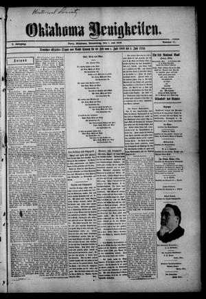 Oklahoma Neuigkeiten. (Perry, Okla.), Vol. 9, No. 11, Ed. 1 Thursday, July 7, 1910