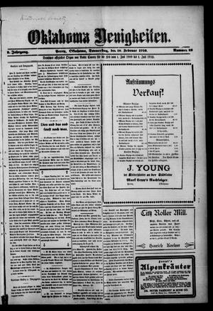Oklahoma Neuigkeiten. (Perry, Okla.), Vol. 8, No. 48, Ed. 1 Thursday, February 10, 1910