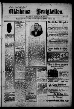 Oklahoma Neuigkeiten. (Perry, Okla.), Vol. 9, No. 43, Ed. 1 Thursday, February 16, 1911