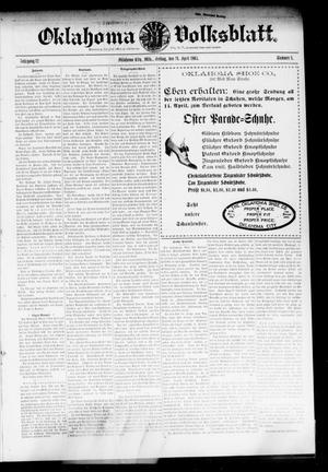 Oklahoma Volksblatt. (Oklahoma City, Okla.), Vol. 12, No. 4, Ed. 1 Friday, April 14, 1905