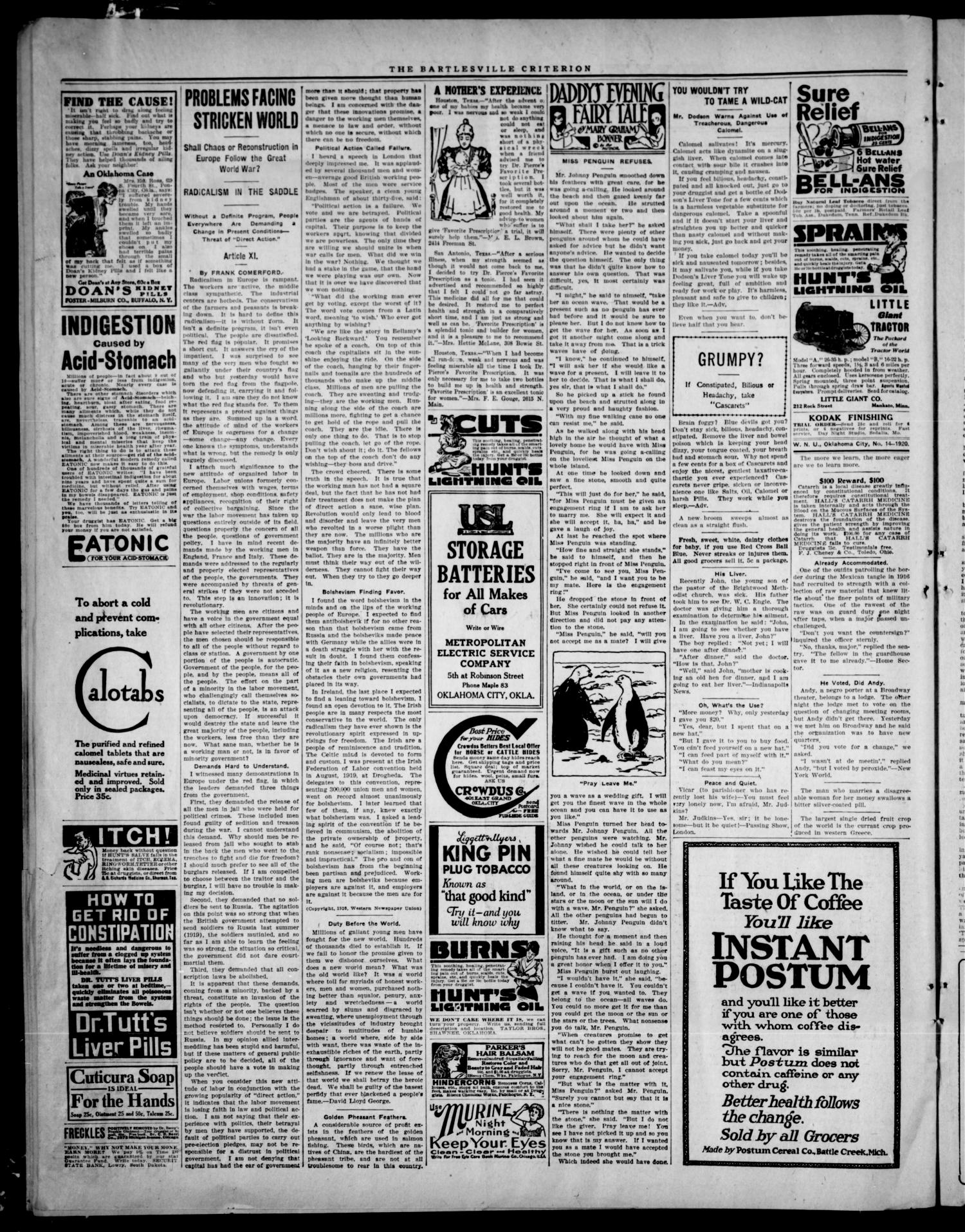 The Criterion And The Independent (Bartlesville, Okla.), Vol. 16, No. 51, Ed. 1 Friday, April 2, 1920
                                                
                                                    [Sequence #]: 2 of 6
                                                