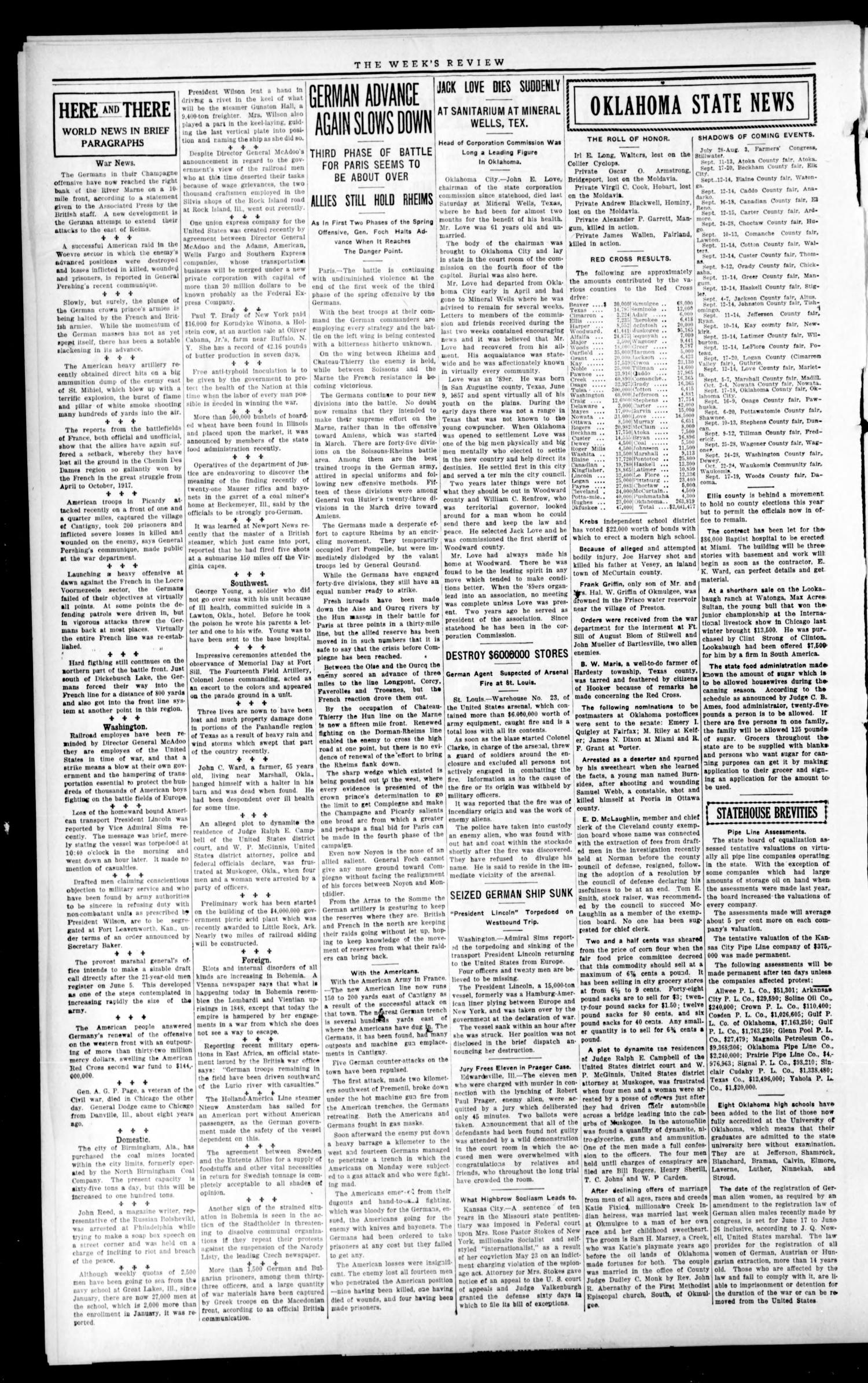 The Week's Review (Apache, Okla.), Vol. 17, No. 41, Ed. 1 Friday, June 7, 1918
                                                
                                                    [Sequence #]: 2 of 10
                                                