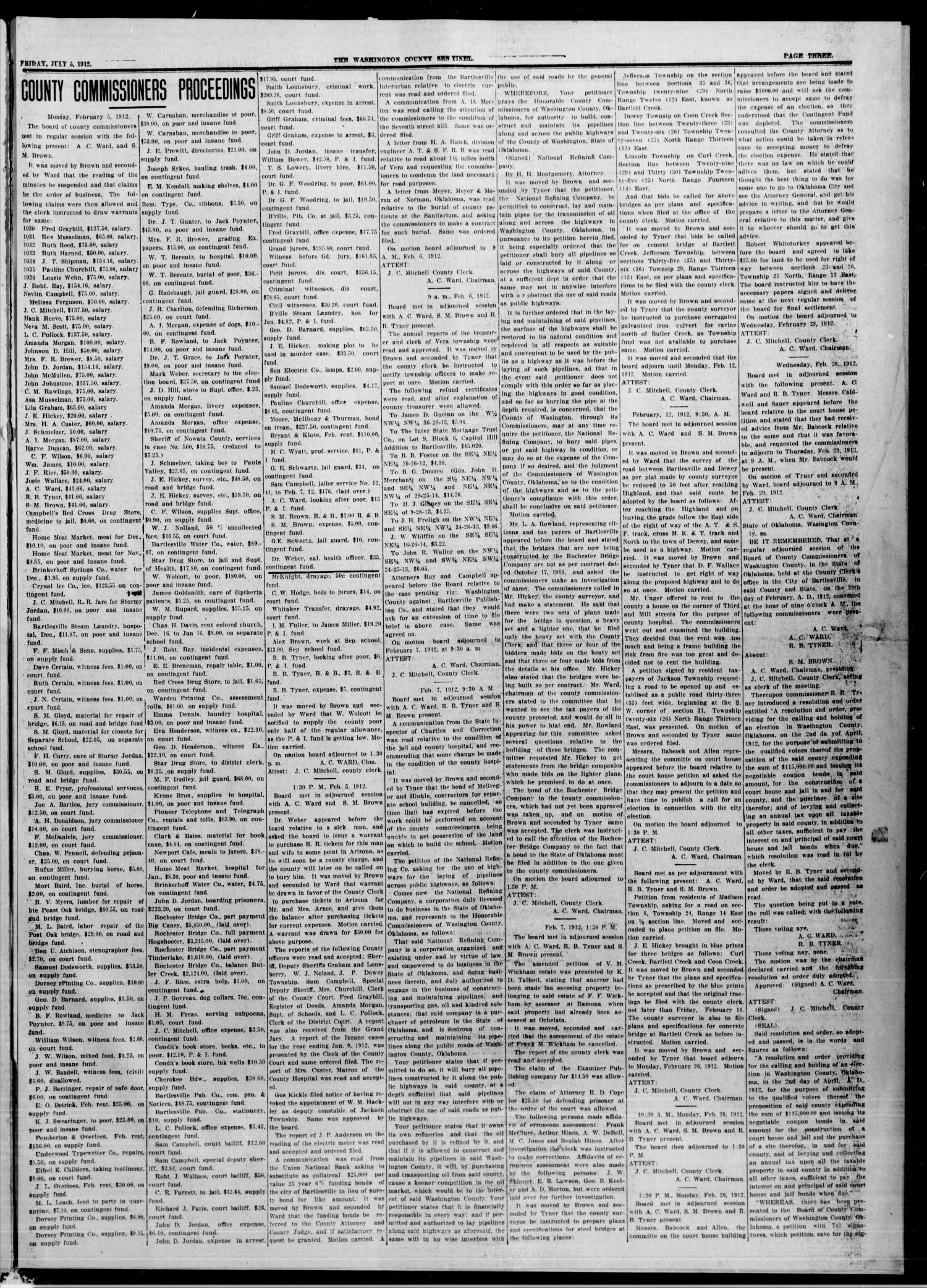 The Washington County Sentinel And The Weekly Enterprise (Bartlesville, Okla.), Vol. 8, No. 21, Ed. 1 Friday, July 5, 1912
                                                
                                                    [Sequence #]: 3 of 6
                                                