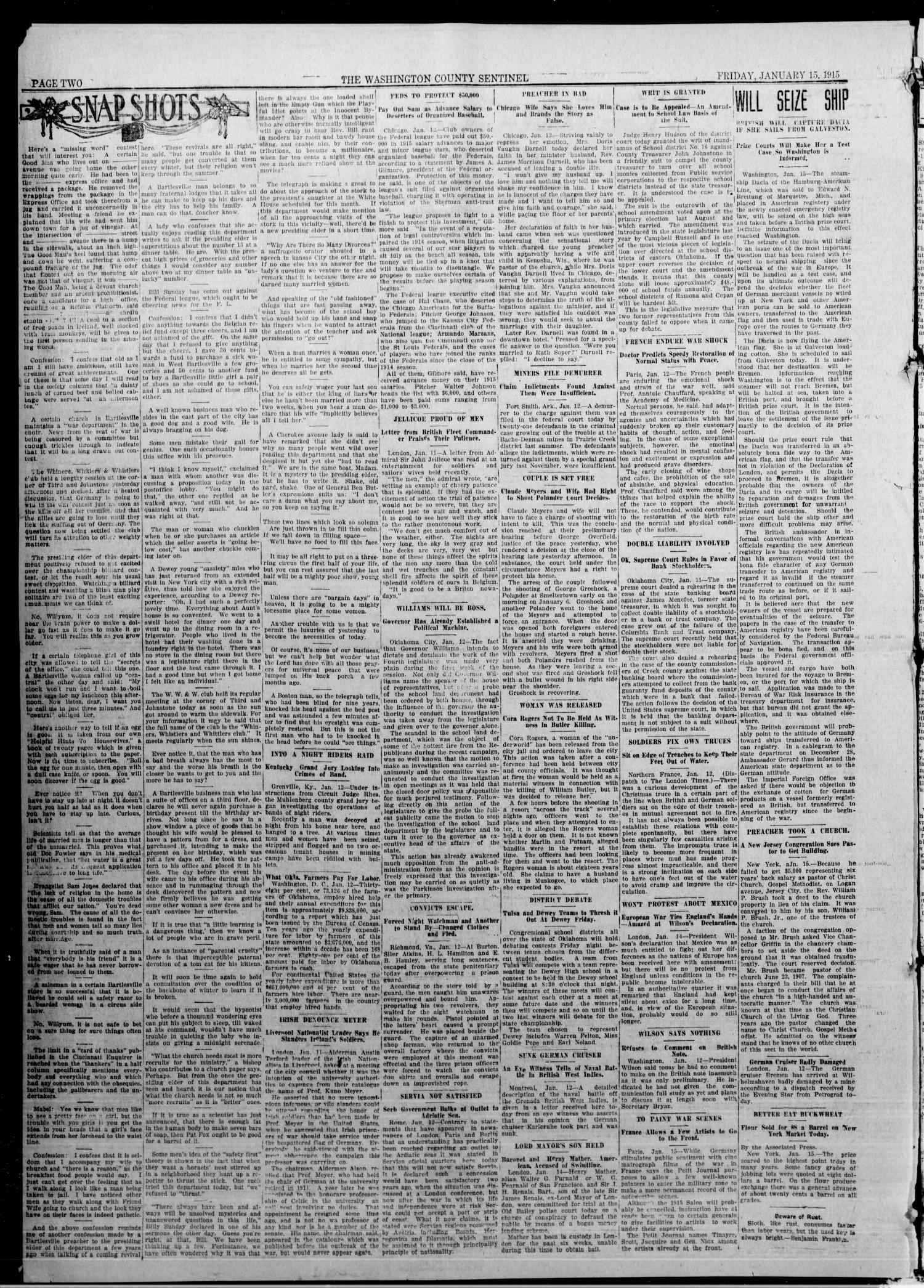 The Washington County Sentinel And The Weekly Enterprise (Bartlesville, Okla.), Vol. 11, No. 48, Ed. 1 Friday, January 15, 1915
                                                
                                                    [Sequence #]: 2 of 4
                                                