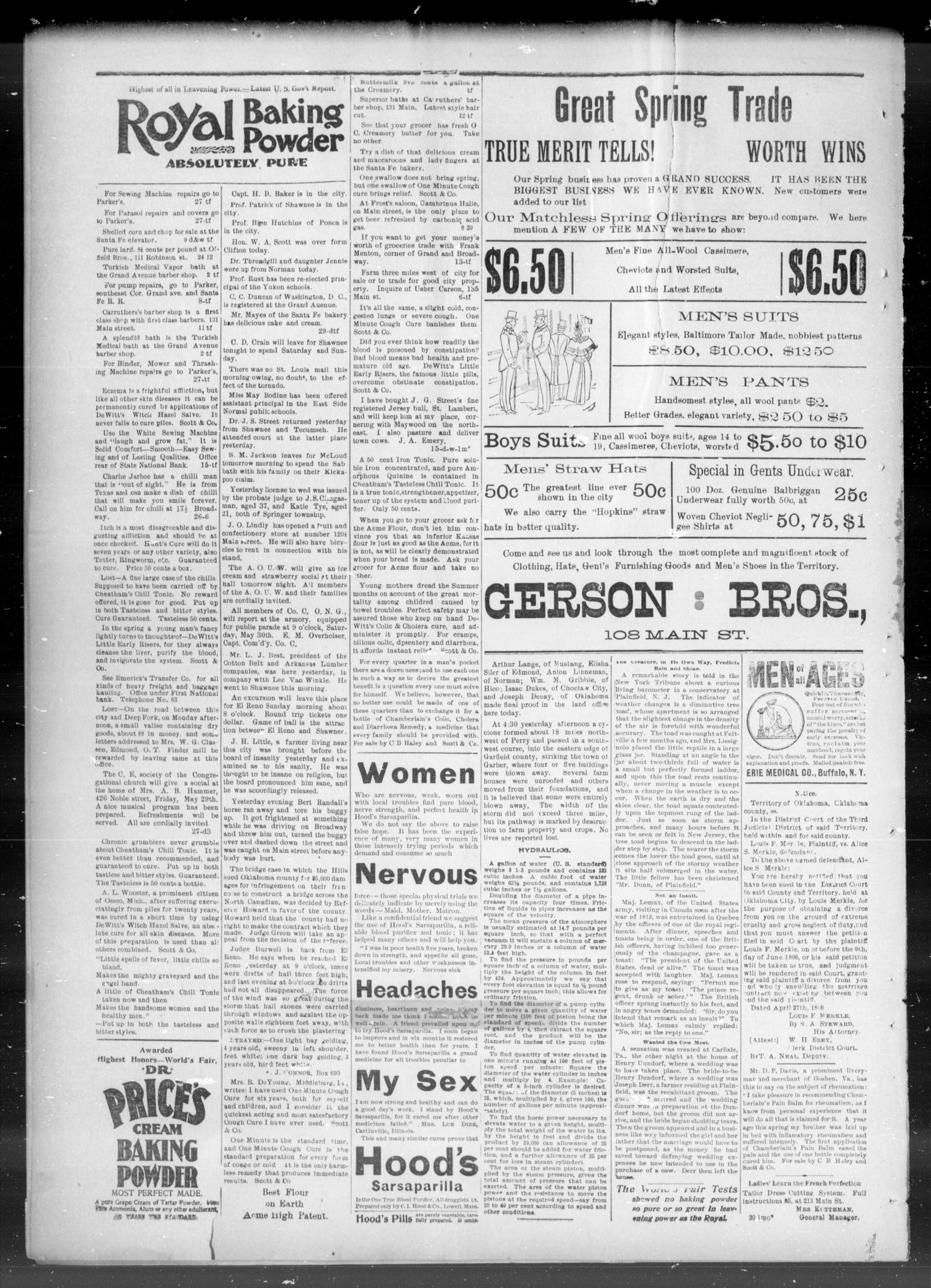 The Daily Times-Journal. (Oklahoma City, Okla. Terr.), Vol. 7, No. 289, Ed. 1 Friday, May 29, 1896
                                                
                                                    [Sequence #]: 4 of 4
                                                