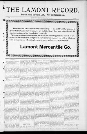 The Lamont Record. (Lamont, Okla.), Vol. 4, No. 15, Ed. 1 Thursday, July 15, 1909
