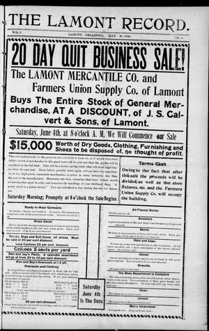 The Lamont Record. (Lamont, Okla.), Vol. 5, No. 6, Ed. 1 Thursday, May 26, 1910