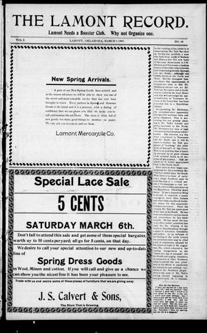 The Lamont Record. (Lamont, Okla.), Vol. 3, No. 48, Ed. 1 Thursday, March 4, 1909