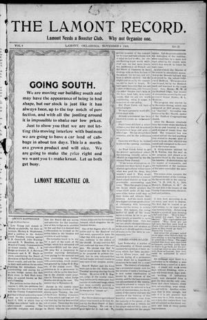 The Lamont Record. (Lamont, Okla.), Vol. 4, No. 31, Ed. 1 Thursday, November 4, 1909