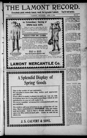 The Lamont Record. (Lamont, Okla.), Vol. 2, No. 52, Ed. 1 Thursday, April 2, 1908