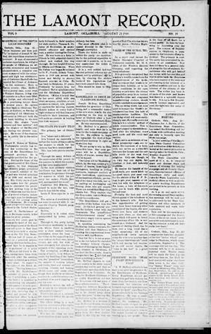 The Lamont Record. (Lamont, Okla.), Vol. 5, No. 19, Ed. 1 Thursday, August 25, 1910