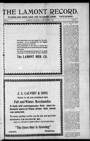 The Lamont Record. (Lamont, Okla.), Vol. 3, No. 22, Ed. 1 Thursday, September 3, 1908