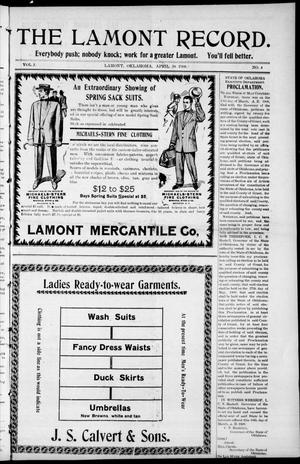 The Lamont Record. (Lamont, Okla.), Vol. 3, No. 4, Ed. 1 Thursday, April 30, 1908