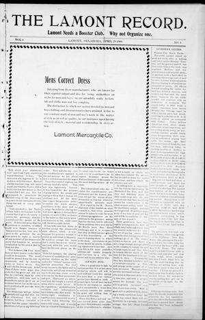 The Lamont Record. (Lamont, Okla.), Vol. 4, No. 4, Ed. 1 Thursday, April 29, 1909