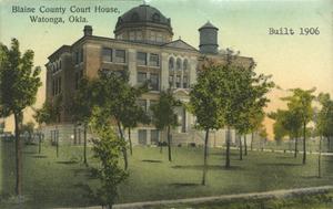 Postcard of Blaine county court house built in 1906