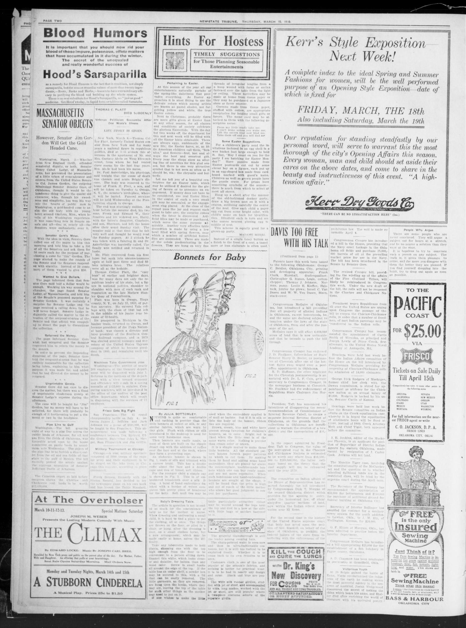 New-State Tribune (Oklahoma City, Okla.), Vol. 16, No. 20, Ed. 1 Thursday, March 10, 1910
                                                
                                                    [Sequence #]: 2 of 8
                                                