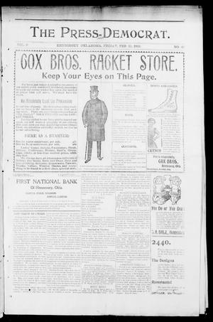 Primary view of object titled 'The Press-Democrat. (Hennessey, Okla.), Vol. 9, No. 20, Ed. 1 Friday, February 15, 1901'.