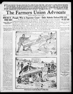 Primary view of object titled 'The Farmers Union Advocate (Guthrie, Okla.), Vol. 5, No. 21, Ed. 1 Thursday, June 9, 1910'.