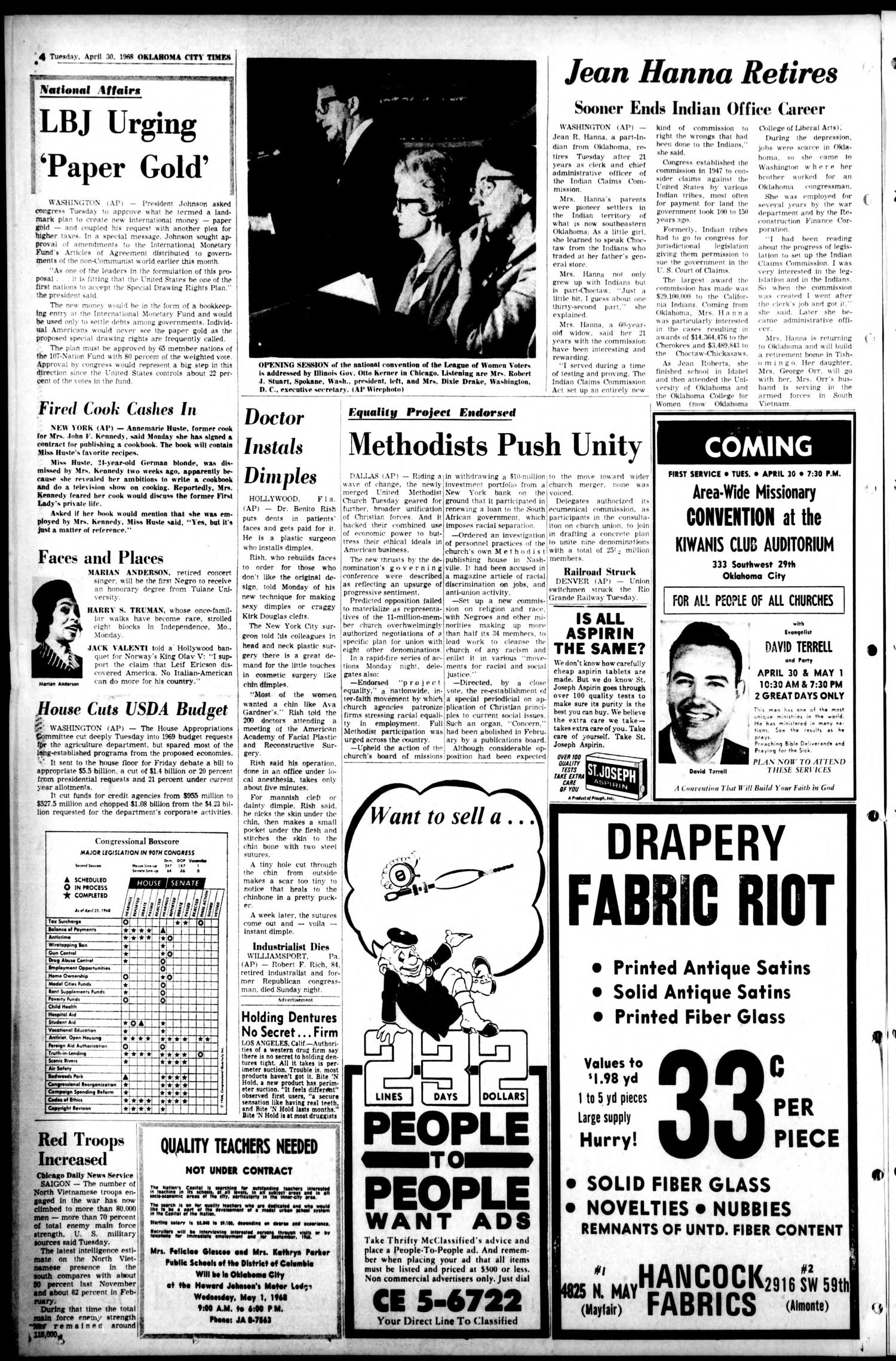 Oklahoma City Times (Oklahoma City, Okla.), Vol. 79, No. 61, Ed. 1 Tuesday, April 30, 1968
                                                
                                                    [Sequence #]: 4 of 24
                                                