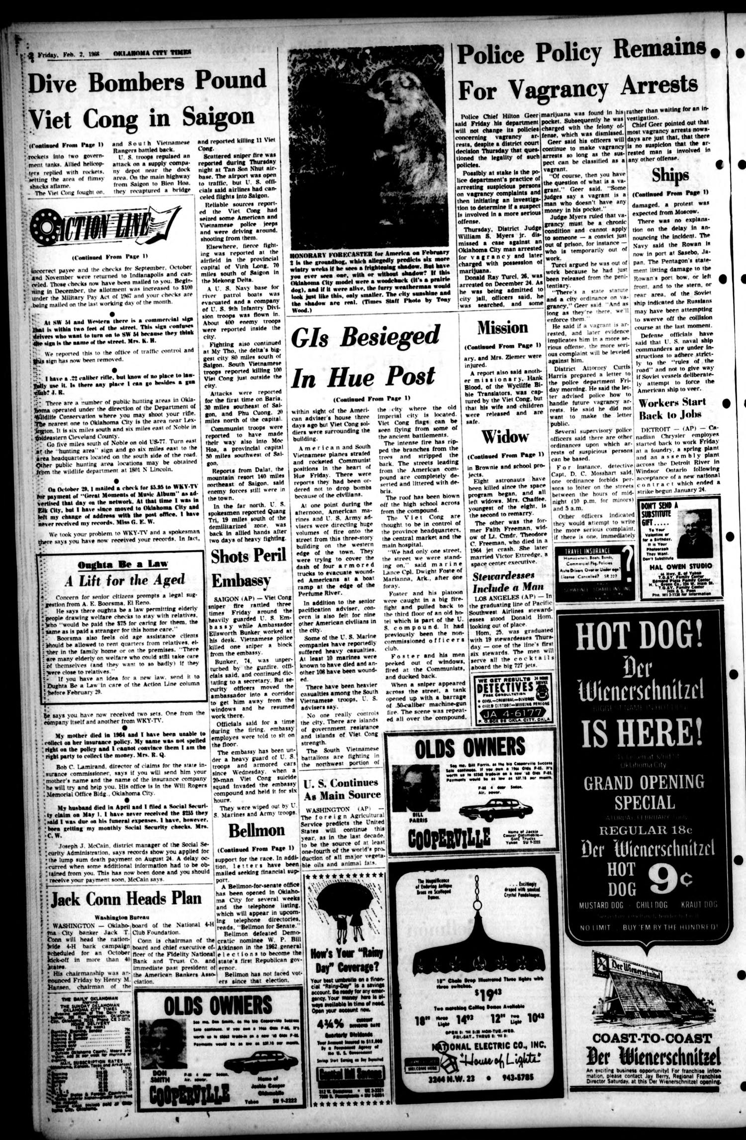 Oklahoma City Times (Oklahoma City, Okla.), Vol. 78, No. 299, Ed. 1 Friday, February 2, 1968
                                                
                                                    [Sequence #]: 2 of 34
                                                