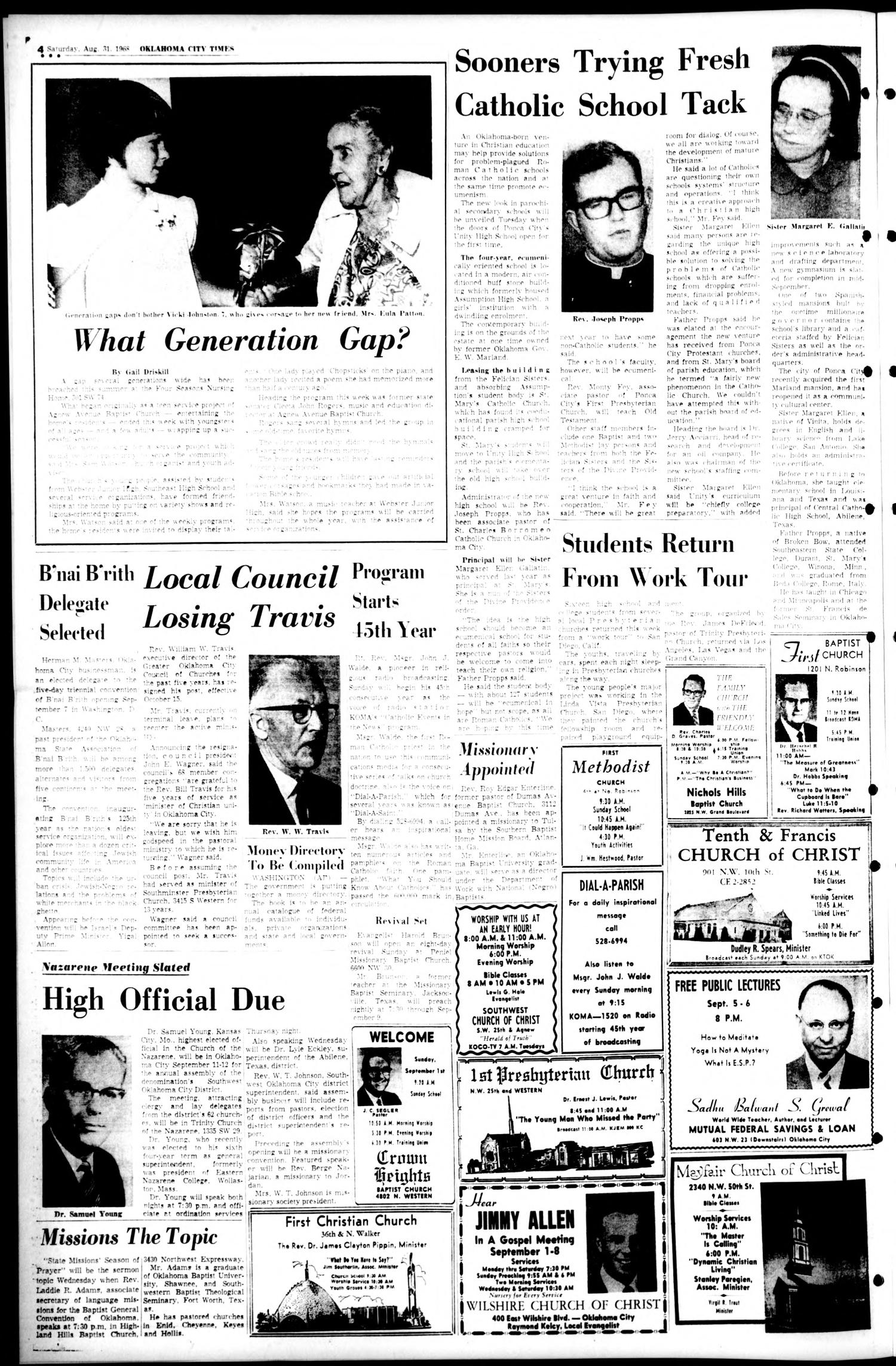 Oklahoma City Times (Oklahoma City, Okla.), Vol. 79, No. 167, Ed. 1 Saturday, August 31, 1968
                                                
                                                    [Sequence #]: 4 of 18
                                                