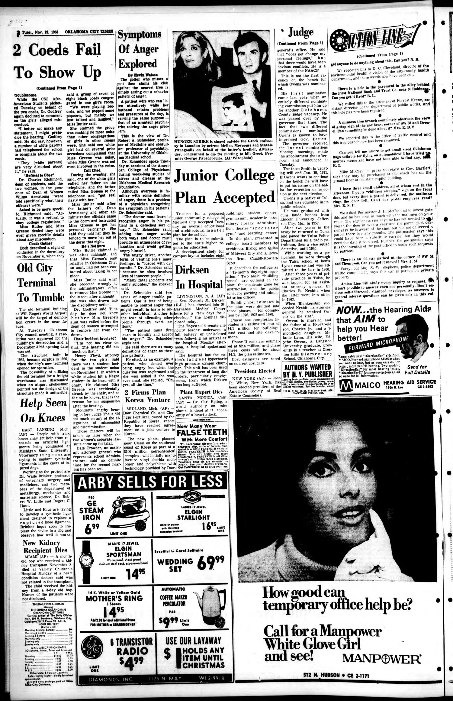 Oklahoma City Times (Oklahoma City, Okla.), Vol. 79, No. 235, Ed. 1 Tuesday, November 19, 1968
                                                
                                                    [Sequence #]: 2 of 26
                                                