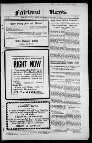 Fairland News. (Fairland, Okla.), Vol. 3, No. 48, Ed. 1 Friday, February 17, 1911