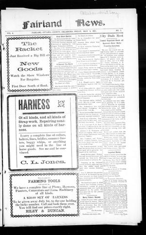 Fairland News. (Fairland, Okla.), Vol. 4, No. 7, Ed. 1 Friday, May 5, 1911