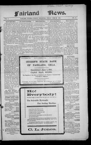 Fairland News. (Fairland, Okla.), Vol. 4, No. 14, Ed. 1 Friday, June 23, 1911