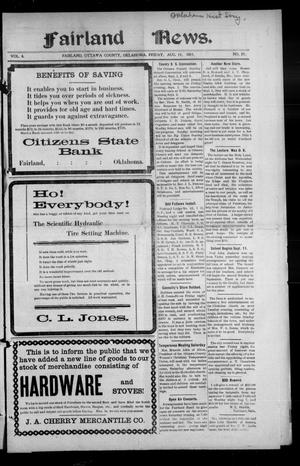 Fairland News. (Fairland, Okla.), Vol. 4, No. 21, Ed. 1 Friday, August 11, 1911