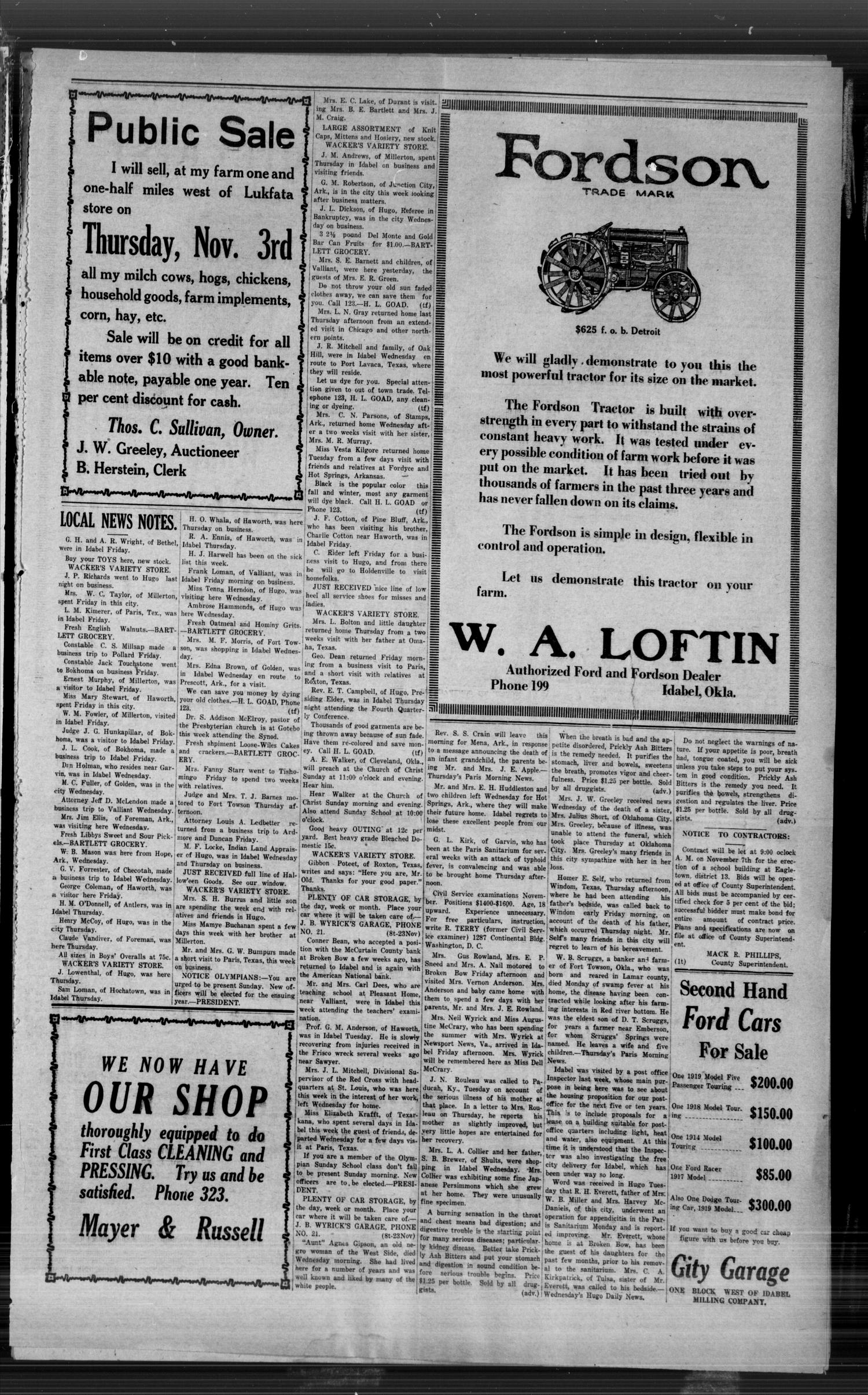 McCurtain Gazette (Idabel, Okla.), Vol. 15, No. 71, Ed. 1 Saturday, October 29, 1921
                                                
                                                    [Sequence #]: 3 of 4
                                                