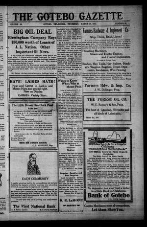 The Gotebo Gazette (Gotebo, Okla.), Vol. 20, No. 31, Ed. 1 Thursday, March 17, 1921