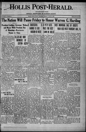 Hollis Post-Herald. And Harmon County Tribune (Hollis, Okla.), Vol. 20, No. 39, Ed. 1 Thursday, August 9, 1923