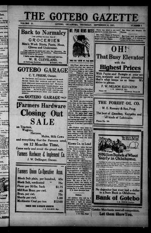 The Gotebo Gazette (Gotebo, Okla.), Vol. 21, No. 5, Ed. 1 Thursday, September 15, 1921