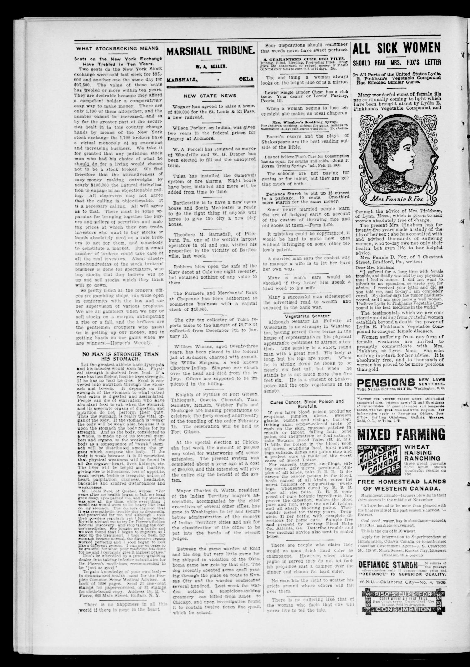 The Marshall Tribune. (Marshall, Okla.), Vol. 4, No. 41, Ed. 1 Friday, January 26, 1906
                                                
                                                    [Sequence #]: 2 of 12
                                                