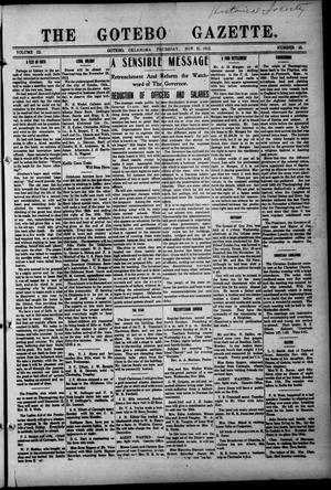 Primary view of object titled 'The Gotebo Gazette. (Gotebo, Okla.), Vol. 12, No. 16, Ed. 1 Thursday, November 21, 1912'.