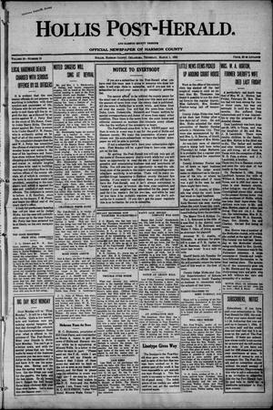 Hollis Post-Herald. And Harmon County Tribune (Hollis, Okla.), Vol. 20, No. 16, Ed. 1 Thursday, March 1, 1923