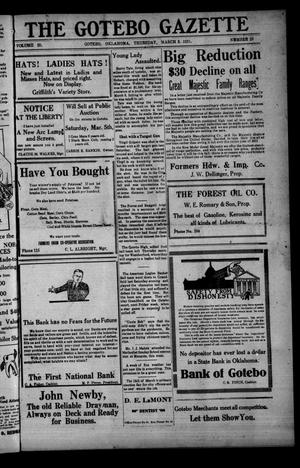The Gotebo Gazette (Gotebo, Okla.), Vol. 20, No. 29, Ed. 1 Thursday, March 3, 1921