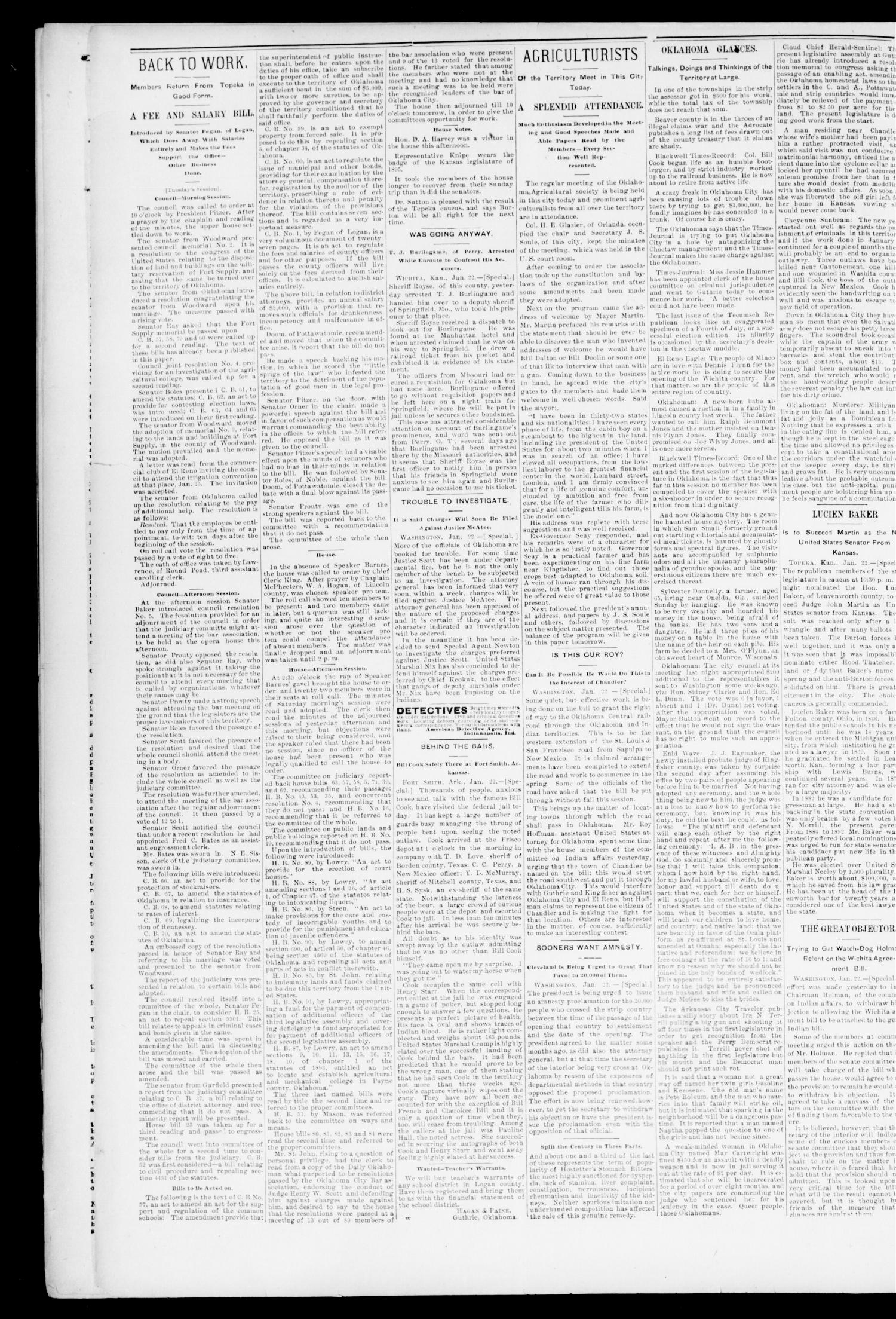 Weekly Oklahoma State Capital. (Guthrie, Okla.), Vol. 6, No. 39, Ed. 1 Saturday, January 26, 1895
                                                
                                                    [Sequence #]: 2 of 8
                                                