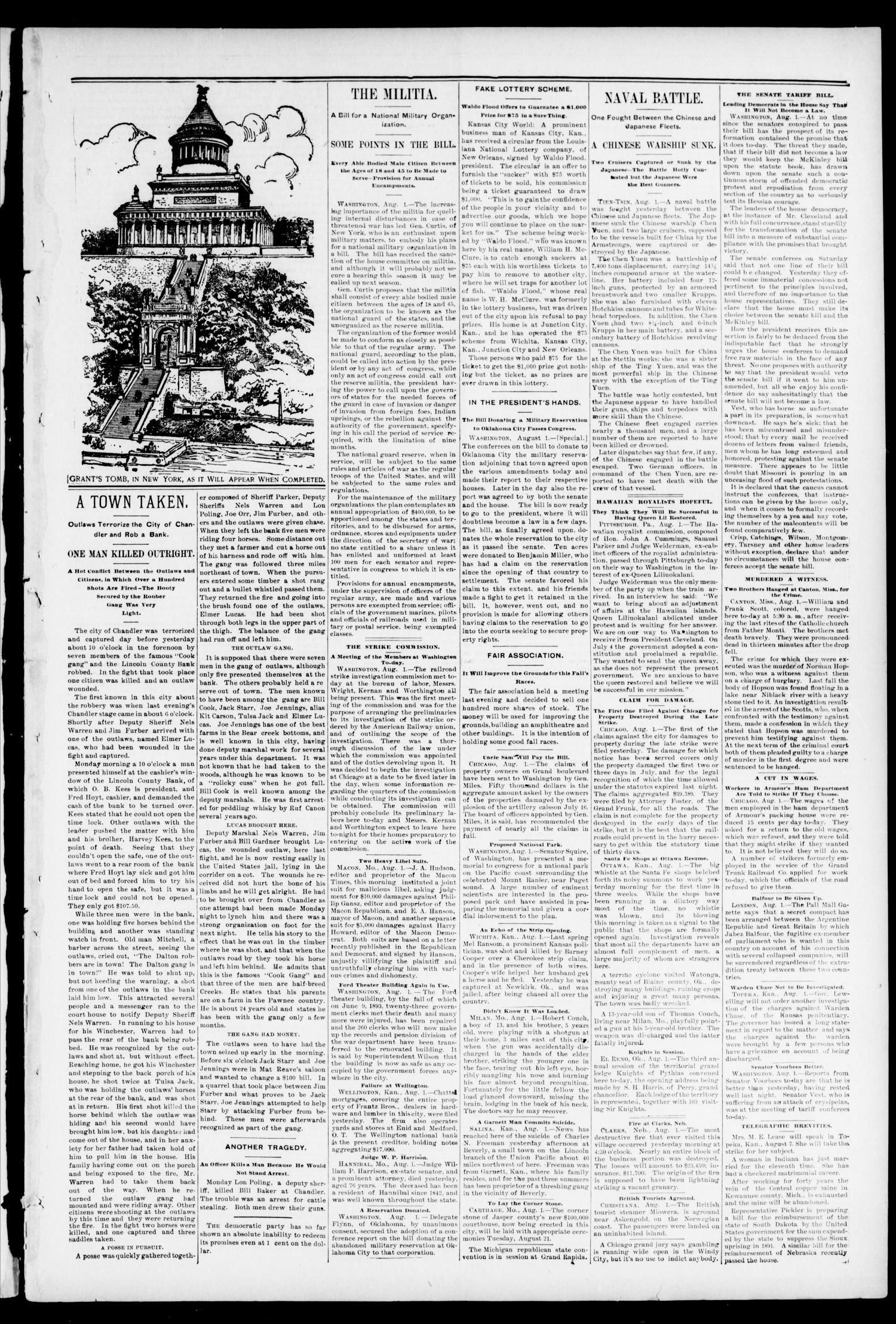 Weekly Oklahoma State Capital. (Guthrie, Okla.), Vol. 6, No. 14, Ed. 1 Saturday, August 4, 1894
                                                
                                                    [Sequence #]: 3 of 8
                                                